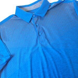 Under Armour Heat Gear Mens L Large Blue Black Short Sleeve Polo Golf‎ Shirt